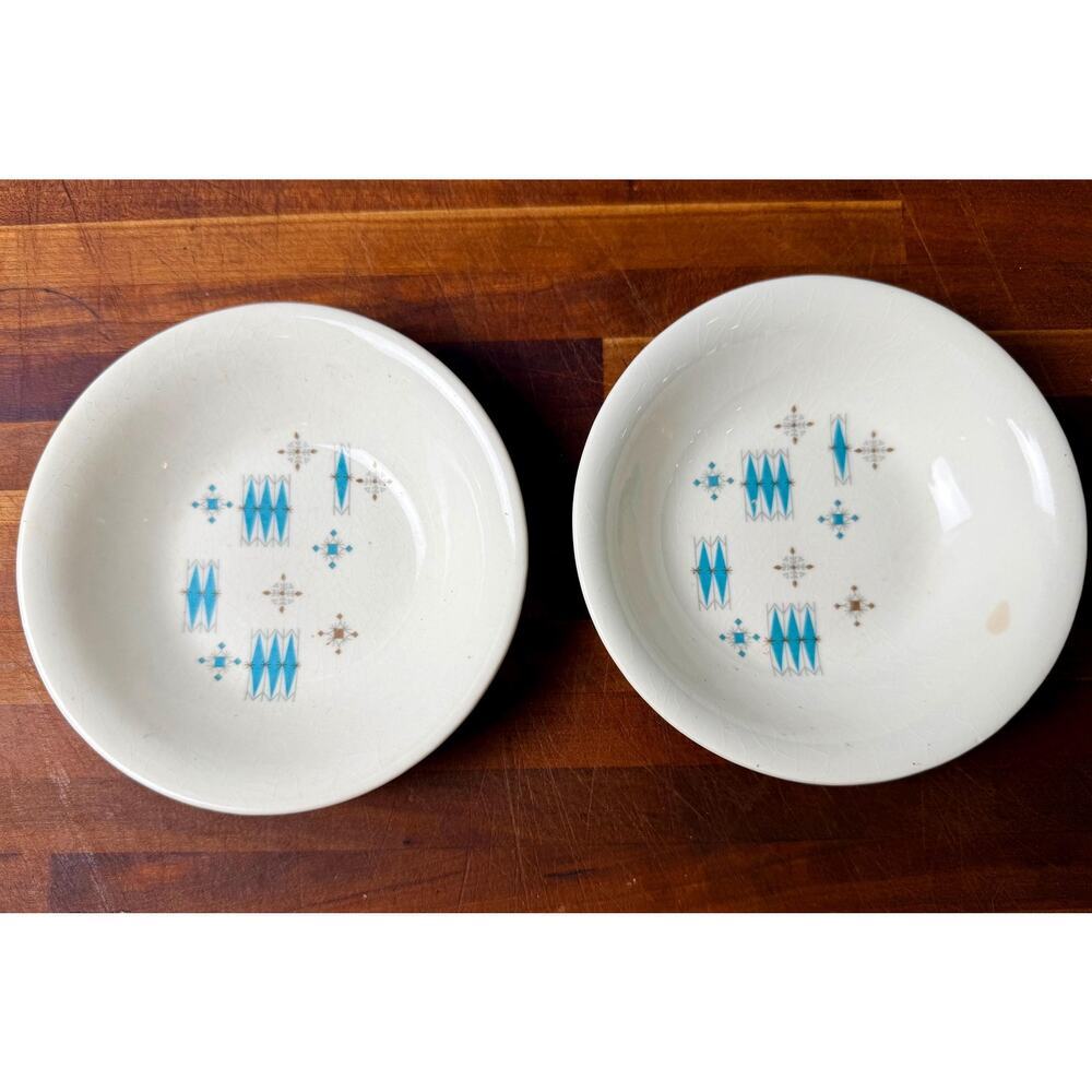 Set of 2 Mid Century Modern Atomic Starburst Berry Bowls | Turquoise Trinket - Picture 3 of 15